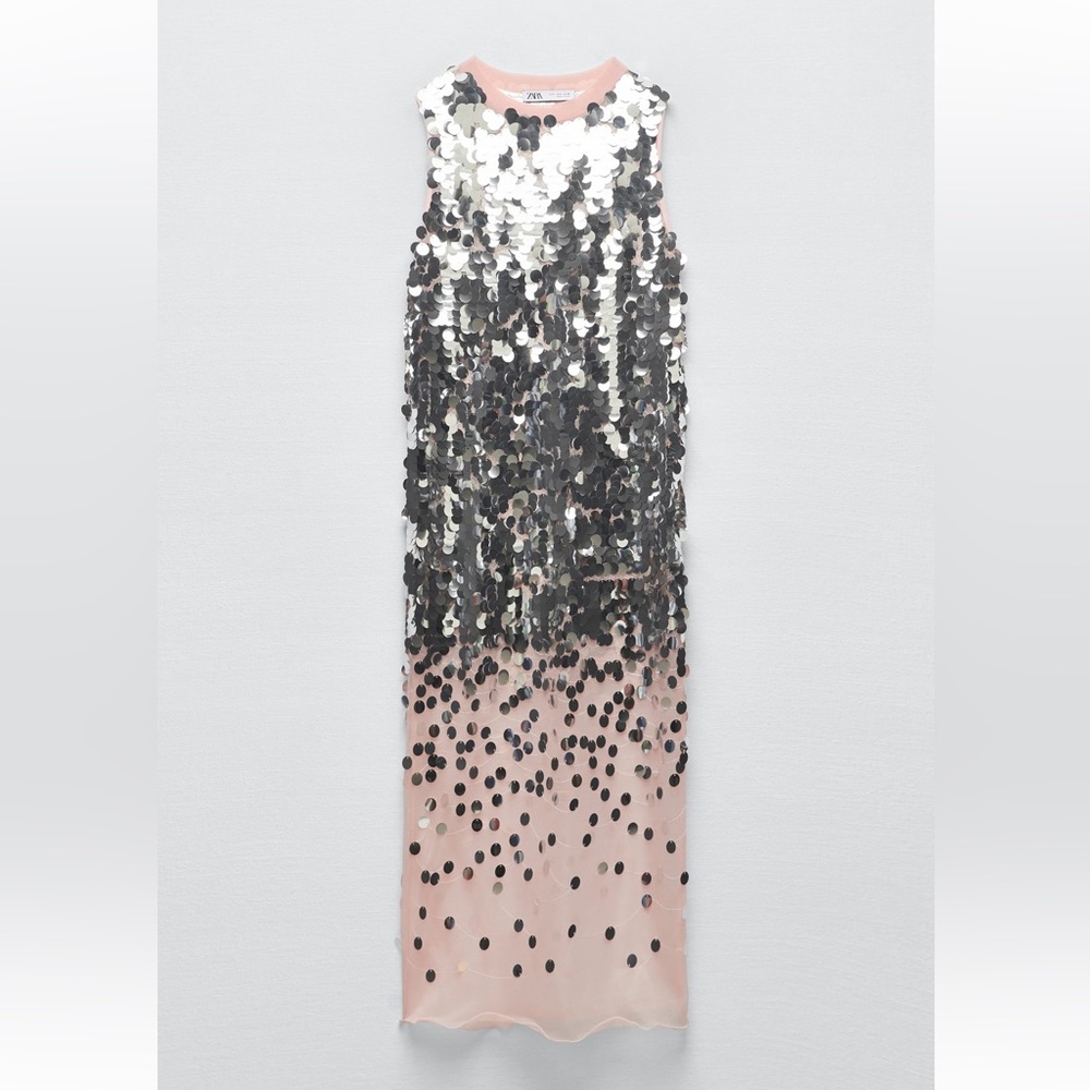 Silver & Blush Sequin Dress